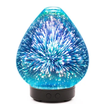

7 Color Light Essential Oil Aroma Diffuser，3D Glass Vase Aromatherapy Changing and Waterless Auto Shut-off Cool Mist Humidifier