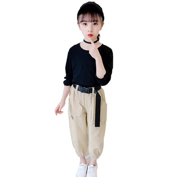 

Kids Cargo Clothes Girls Tshirt + Pants Girls Clothing Casual Style Clothes Girl Solid Color Children's Clothing 6 8 10 12 14