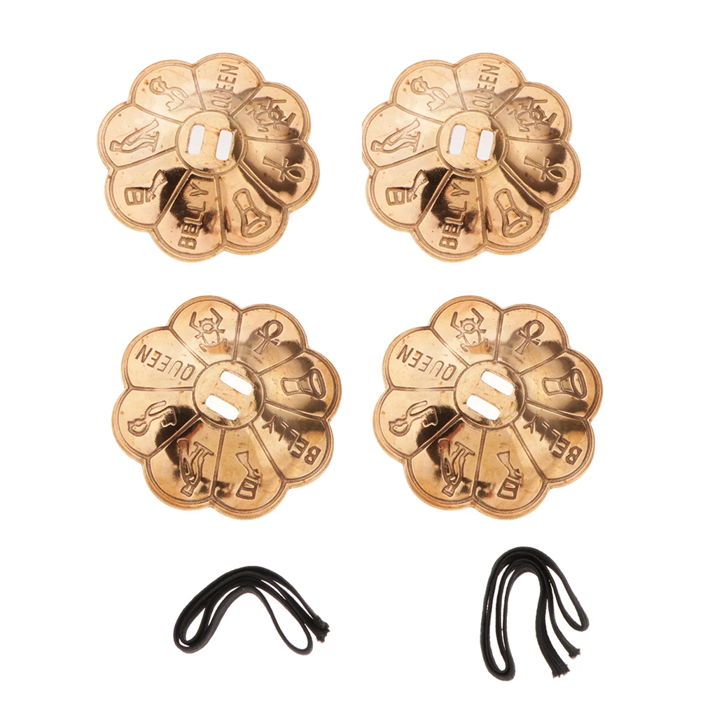 4x Flower Shape Belly Dancing Finger Cymbals Pure Brass Dance Zills