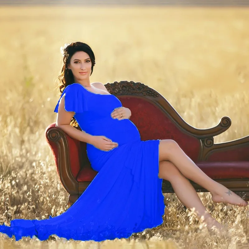 Новое мерсеризованное хлопковое Макси-Платье асимметричное платье для беременных фото реквизит Длинные платья платье для беременных Vestidos