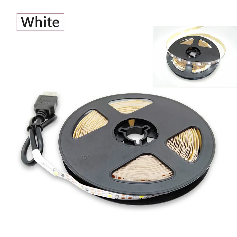 USB Светодиодная лента лампа 2835SMD DC5V гибкий светодиодный светильник лента 1 м 2 м 3 м 4 м 5 М HD ТВ Настольный экран подсветка косой светильник ing - Испускаемый цвет: White