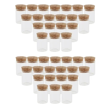 

40x Mini Cork Glass Bottles Vials Jar, 10ml/0.35 oz Clear Glasses Vials With Cork Stopper for Sample Craft Storage