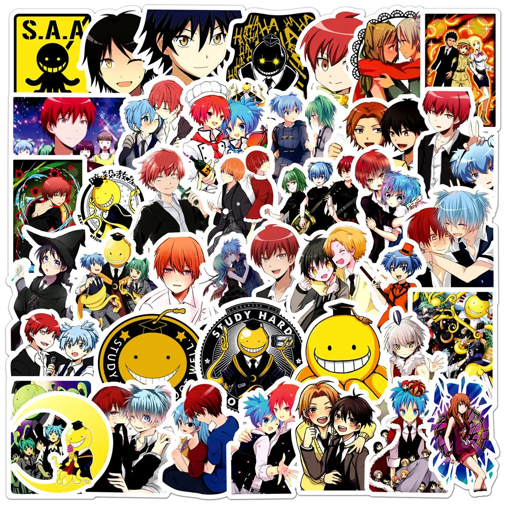 10 50pcs japan anime assassination classroom graffiti stickers for luggage laptop skateboard bicycle decal pegatina sticker stickers aliexpress