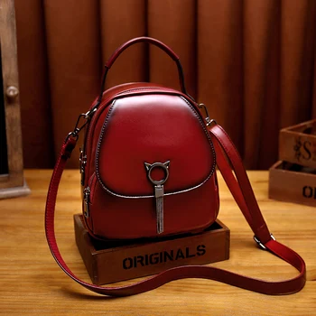 

Backpack Women's Genuine Leather Korean Fashion Mini Cute Leather All-Match Small Backpack Multifunctional Ladies Bag