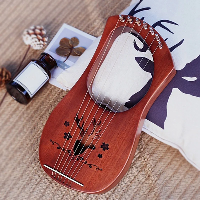 7 String Lyre Harp красное дерево твердые деревянные металлические струны Струнные