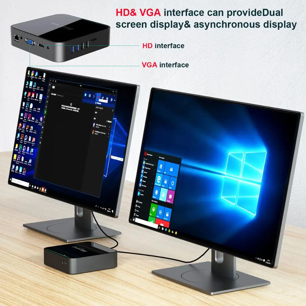 Mini PC Intel Celeron J3455 Quad core 4 LAN Gigabit 8GB 128GB 2.4G/5G Wifi Windows 10 4K VGA SATA3.0 Desktop Gaming PC Computer