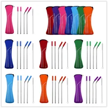 100 Декодер каналов кабельного телевидения Портативный силиконовый наконечник крышка Нержавеющая сталь соломинки прямые изогнутые соломинки для путешествий из неопрена для хранения сумок с застежкой-молнией
