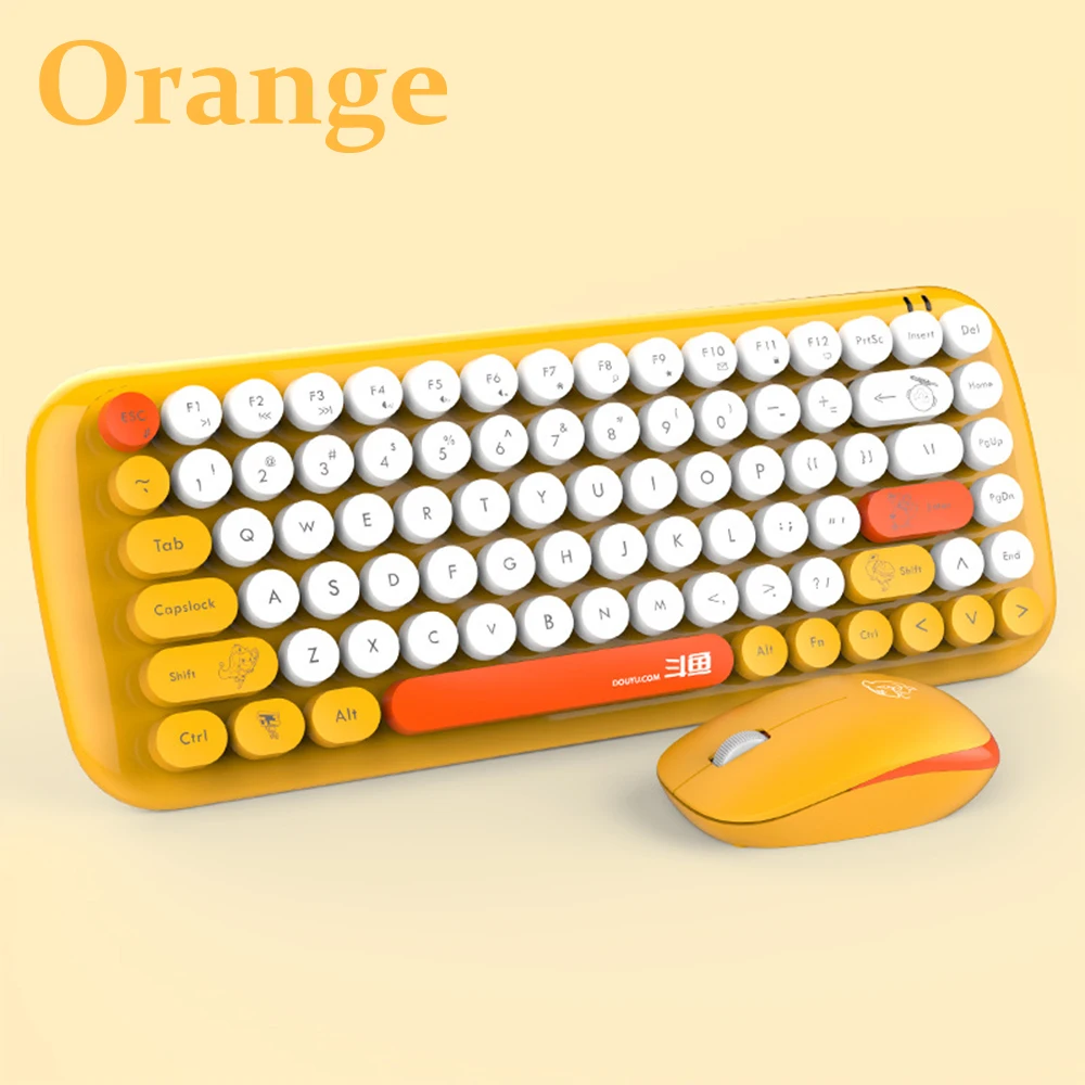 Милая игровая клавиатура мышь круглая кнопка 2 4 ГГц USB беспроводная бесшумная для