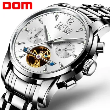 

Top Brand DOM Men Luxury Automatic Mechanical Tourbillon Watch Fashion Calendar Waterproof Wrist Watches Luminous Hands