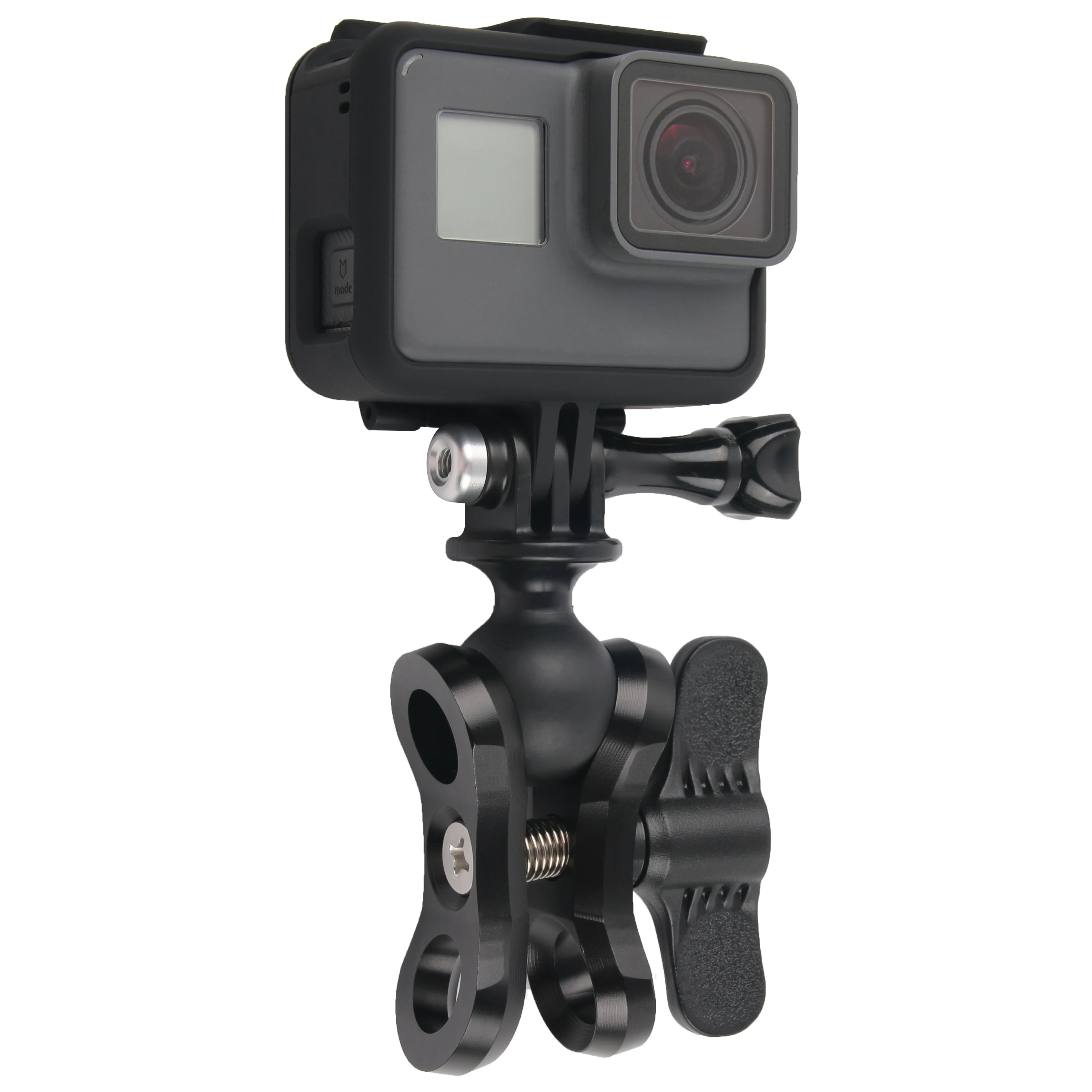 Aluminum CNC Camera Accessory Diving Ball Fixture Lights Arm Ball Butterfly Clip Triple Clamp Mount Adapter for Gopro 6 7 8 9 10