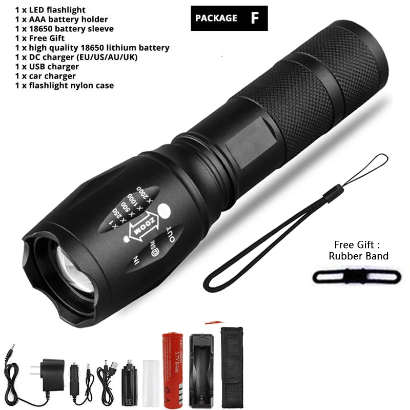 XM-L T6 Zoomable Bicycle Light Use 18650 Battery Flashlight Ultra Bright Torch Camping Light 5 Switch Mode Waterproof Fishing super bright flashlights Flashlights