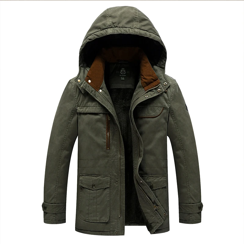 

New Style 2019 Winter Jacket Men Fleece Thick Jacket Men's Coat Plus Size L-6XL Hooded Long Paka Cotton-Padded Jacket