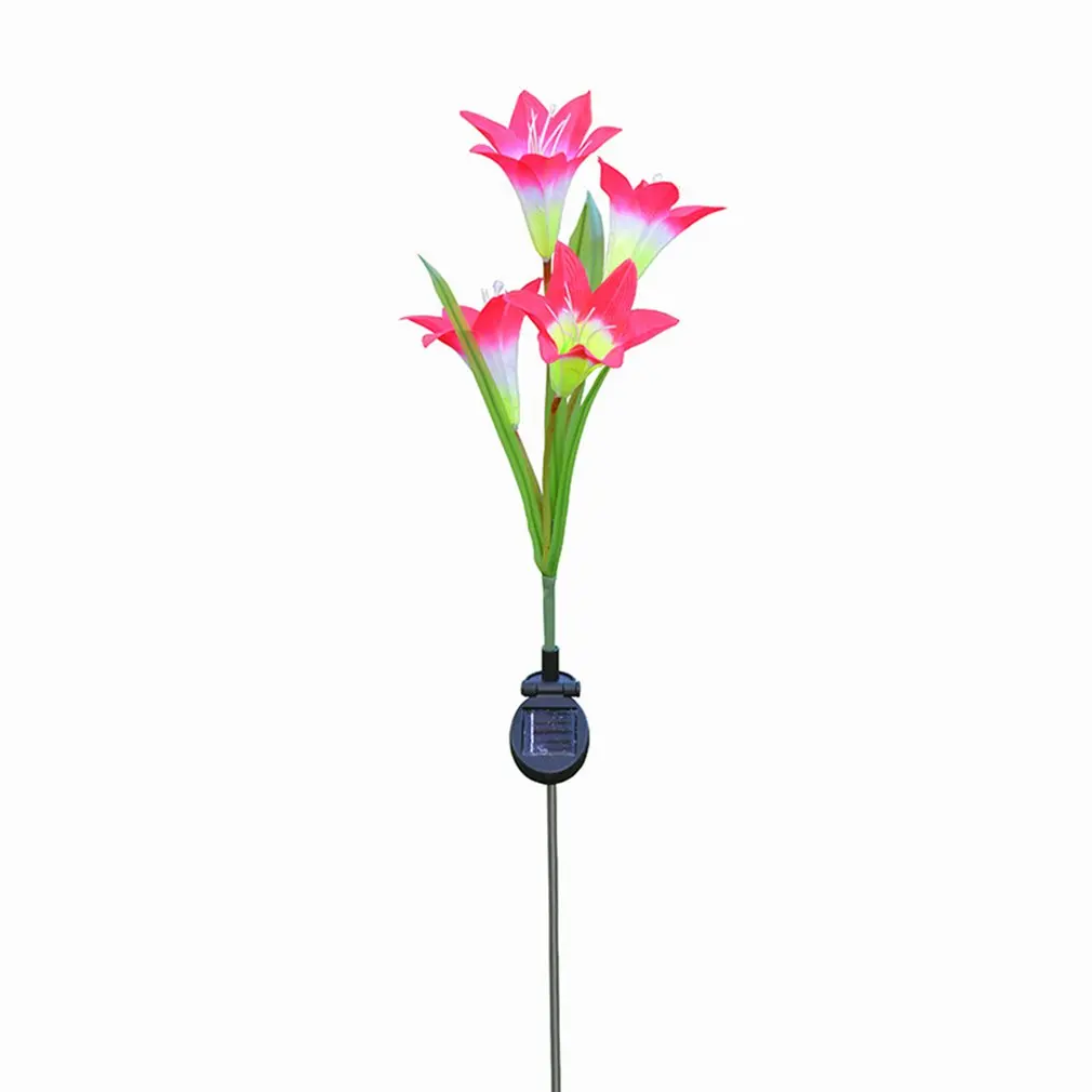 

Outdoor 4 Solar Lily Lantern Led Artificial Flower Decorative Light Garden Floor Inserting Lawn Light