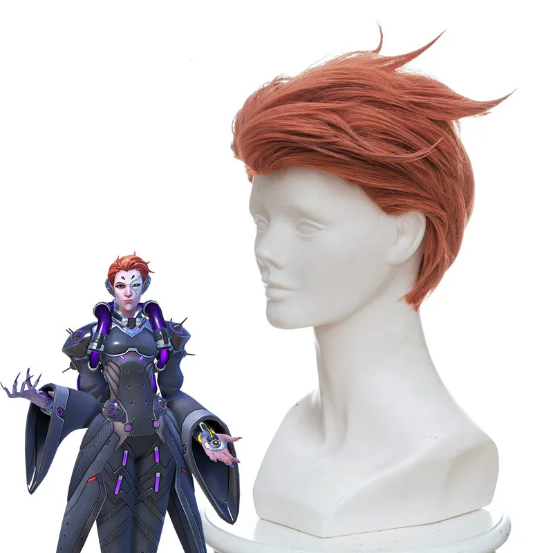 33 см игра OW Overwatch Moira Косплей Короткие термостойкие синтетические парики для волос+ шапочка для парика