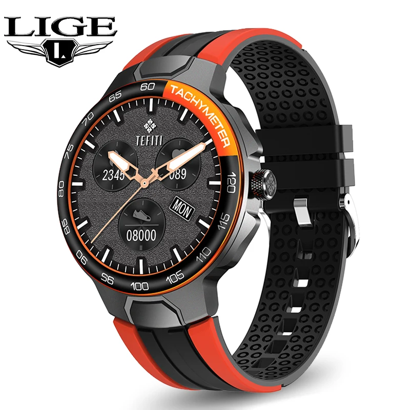 LIGE New Smart Watch Men Heart Rate Blood Pressure Monitoring IP68 Waterproof Watches Pedometer Music Control Weather Smartwatch