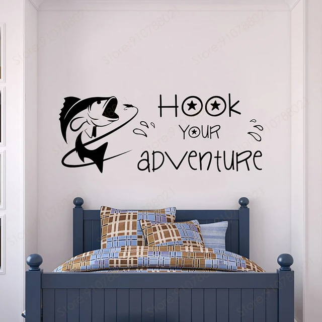 Hook Your Adventure Wall Decal Quotes Fish Fishing Boys Decals Car Decor  Stickers Vinyl Home Decor Boys Room Inspirational S517 - AliExpress