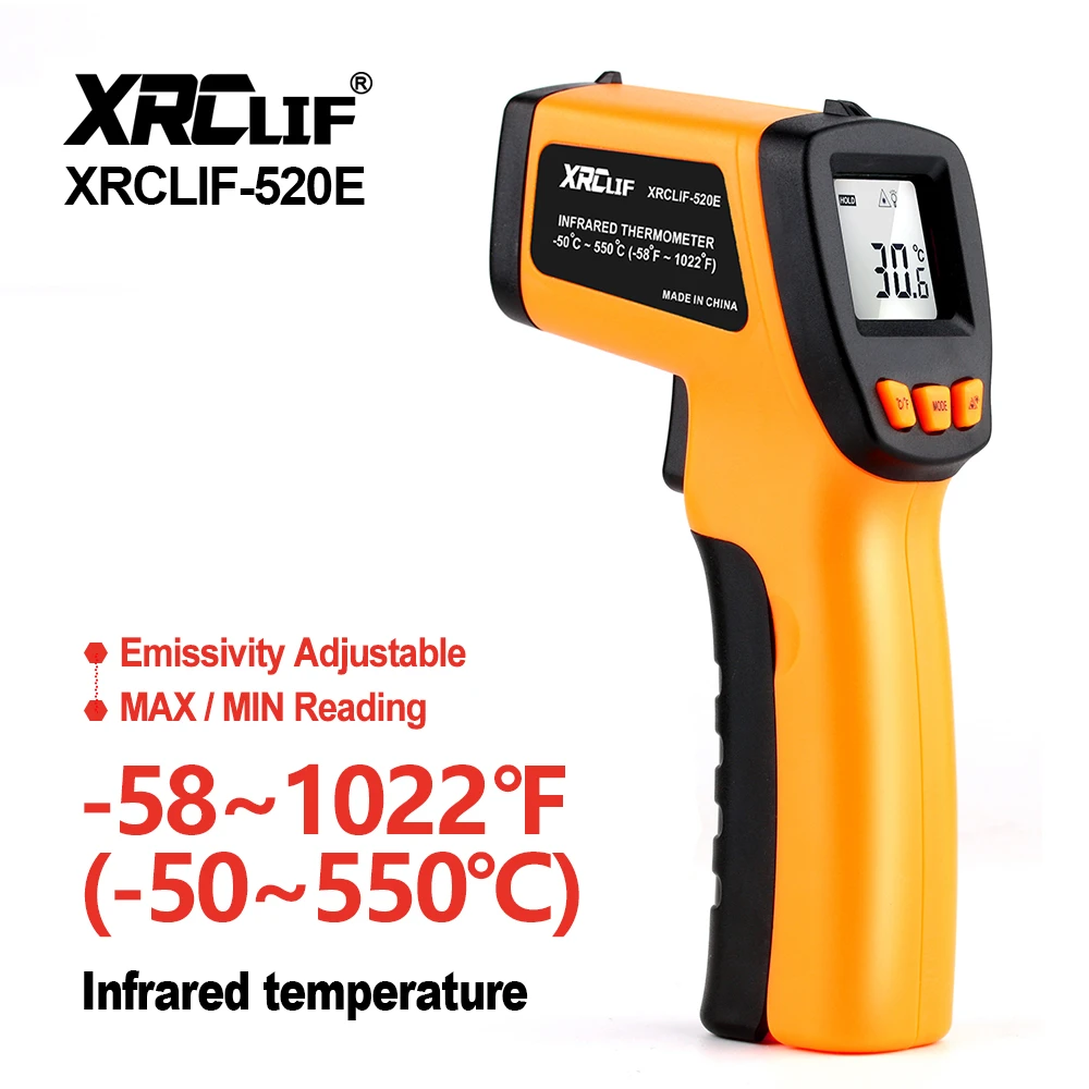 Xrclif Non Contact Digitale Laser Infrarood Thermometer Gun Hoge Lage  Temperatuur Alarm 58 ℉ ~ 1022 ℉ Pyrometer temperatuur Meter|Temperatuurinstrumenten|  - AliExpress