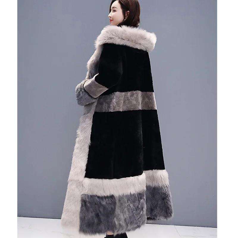 Женское меховое пальто Новинка Зима размера плюс свободная длинная куртка теплая Толстая Повседневная Женская парка с капюшоном пальто из искусственного меха casaco feminino P91