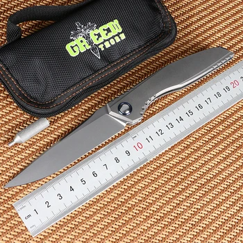 

Green thorn Lee quick open folding knife D2 blade titanium alloy handle camping outdoor survival fruit knife practical knife EDC