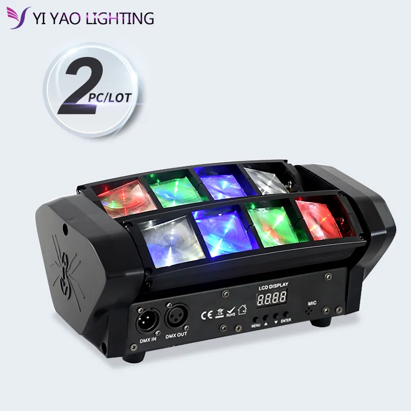 2 шт./лот Мини Паук движущаяся головка 8х6 Вт LED RGBW Луч сцены диско Dj лазерное