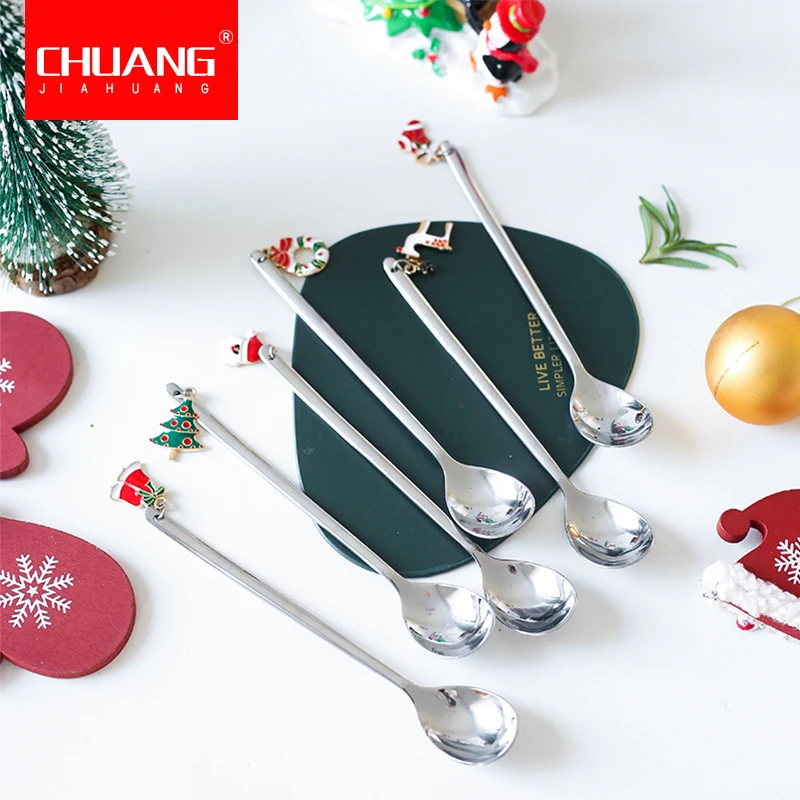 2019 новогодняя Рождественская ложка серебряная Санта Клаус снеговик
