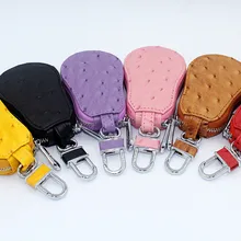 Импортные товары для коровы спилок кожа страуса шаблон автомобиля ключ для мужчин коровьей автомобиля ключ кожаный ключ сумка