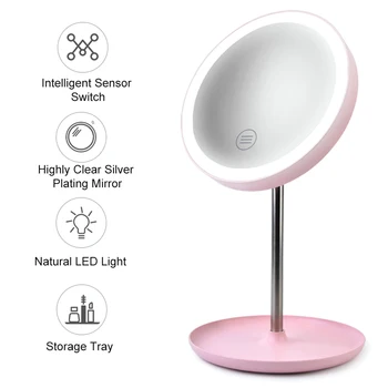 

Fashion LED Light Makeup Mirror with Light Table Lamp 360 Rotation Brightness Adjustable Beauty Cosmetic Mirror