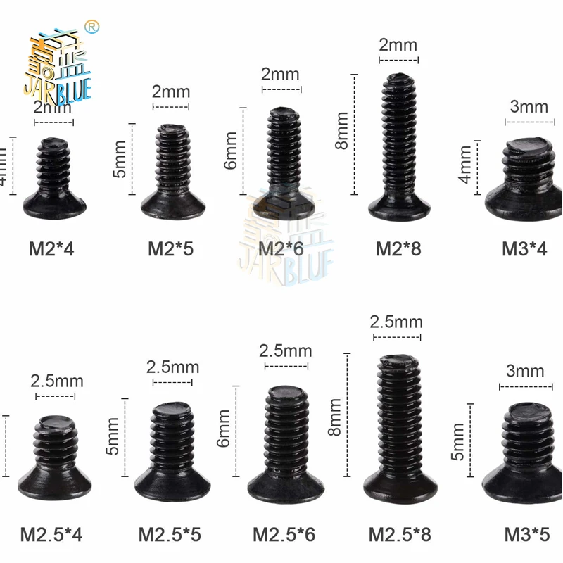 250Pcs/500Pcs M2 M2.5 M3 KM Screw Flat Head Phillips Screws  Laptop Notebook Screws Set Kit for computer small screw