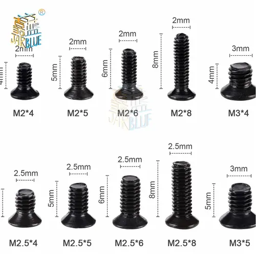 250Pcs/500Pcs M2 M2.5 M3 KM Screw Flat Head Phillips Screws Laptop Notebook Screws Set Kit for Computer Small Screw - Image 2