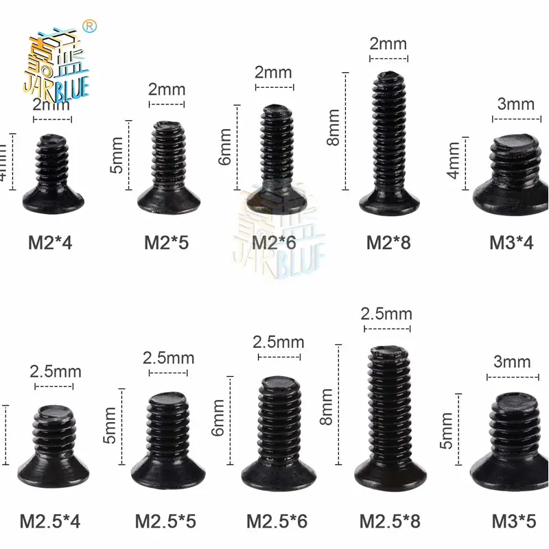 250Pcs/500Pcs M2 M2.5 M3 KM Screw Flat Head Phillips Screws Laptop Notebook Screws Set Kit for Computer Small Screw - Image 2