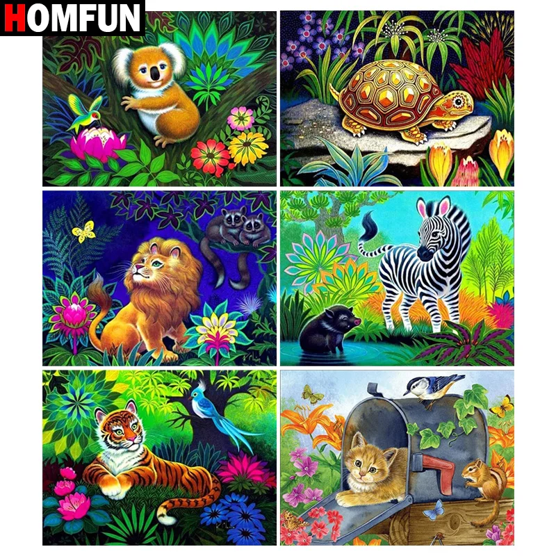Алмазная 5D картина HOMFUN животное мультяшный лес вышивка крестиком полное