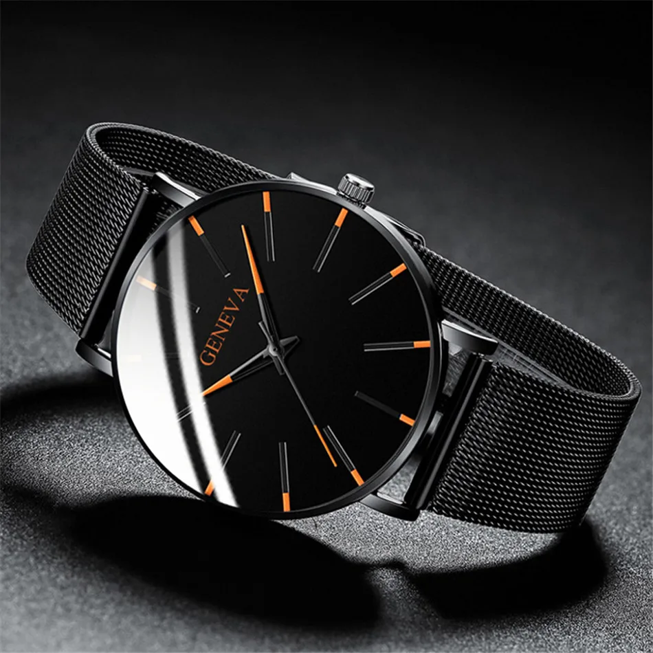 Top Brand Fashion Minimalist Ultra-thin Watch Men's Business Stainless Steel Strap Steel Mesh Quartz Watch Relogio Masculino