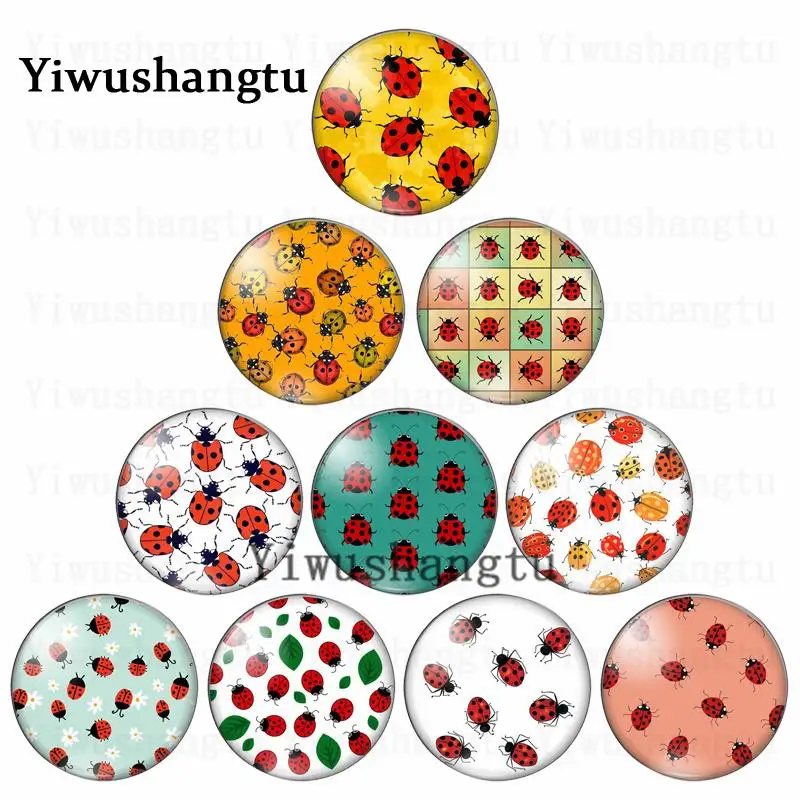 

Cabochon beetle group painting animal 12mm/20mm/25mm/30mm Round photo glass cabochon demo flat back Making findings