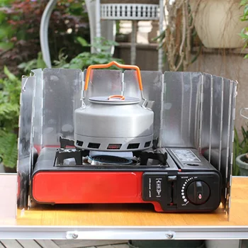 

10 plates Fold Camping Cooker Gas Stove Wind Shield Screen Foldable Outdoor picnic camping equipment
