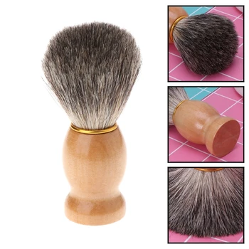 

Men Shaving Bear Brush Badger Hair Shave Wood Handle Razor Salon Barber Tool New Q1QD