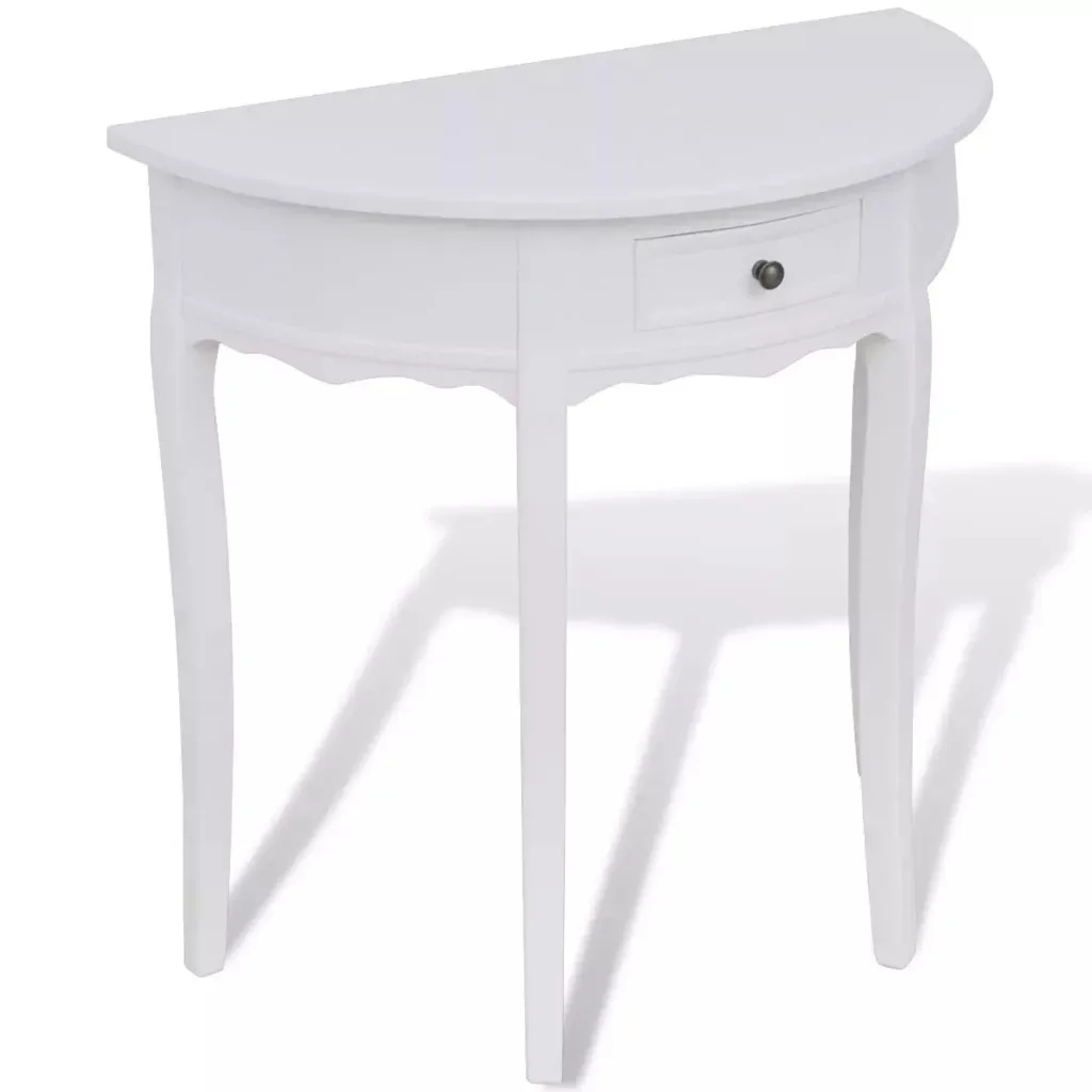 

VidaXL Console Table With Drawer Half-Round White 241530