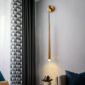 

Post-modern Nordic living room background wall aisle fashion light luxury art long wall lamp