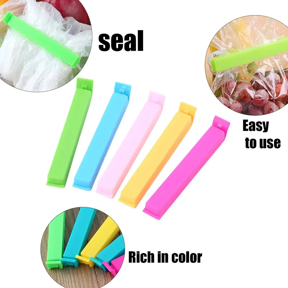 

2021 New 5pcs Portable New Kitchen Food Snack Storage Sealing Bag Clips Sealer Fresh Clamp Plastic Tool Storage Seal