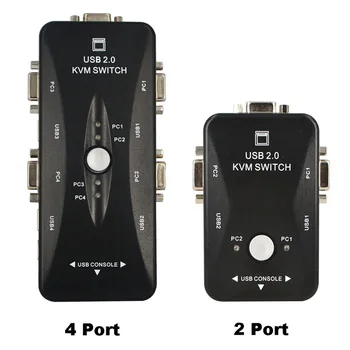 

2/4 Port VGA KVM Switch 2X1/4X1 USB 2.0 Hub Box Splitter Selector Adapter USB 2.0 KVM 2/4 In 1 Out VGA for 2/4 Hosts Computer PC