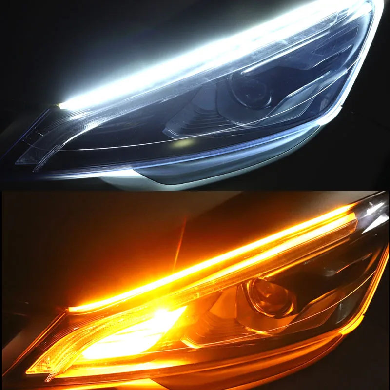 White to yellow 2x ультратонкая DRL светодиодный дневные ходовые огни авто течёт указатель поворота для Opel Astra VAUXHALL MOKKA Zafira Insignia - Название цвета: White to yellow