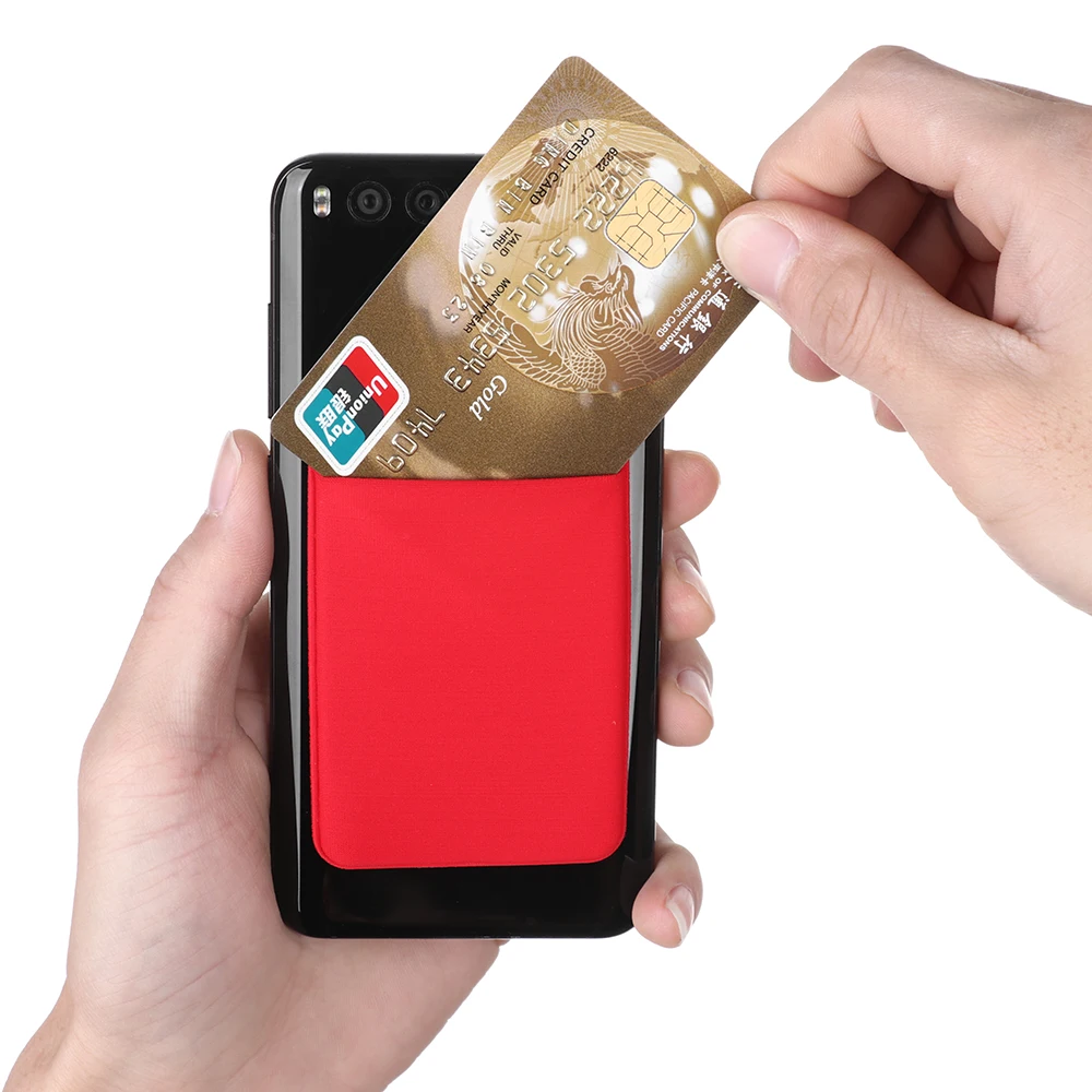 Elastic  Universal Cellphone Wallet Case Lycra Card Holder Credit ID Card Holder Pocket Fashion Self-Adhesive Sticker Card Bag