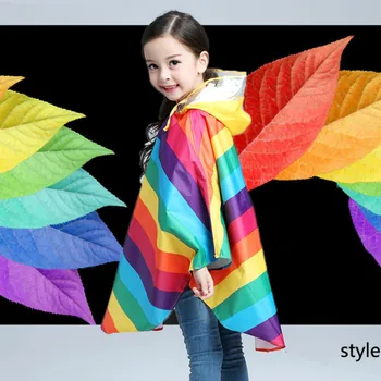 

Polyester Girls Rainbow Boys Hooded Outdoors Kids Raincoat Students Children's Raincoats Impermeable Jackets Girls 6P9