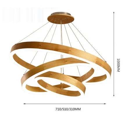 Деревянные кольца, подвесные светильники, светодиодный светильник для кухни, светодиодный светильник, подвесная потолочная лампа, лампы для столовой, освещение для спальни, гостиной - Цвет корпуса: D310MM 510MM D710MM