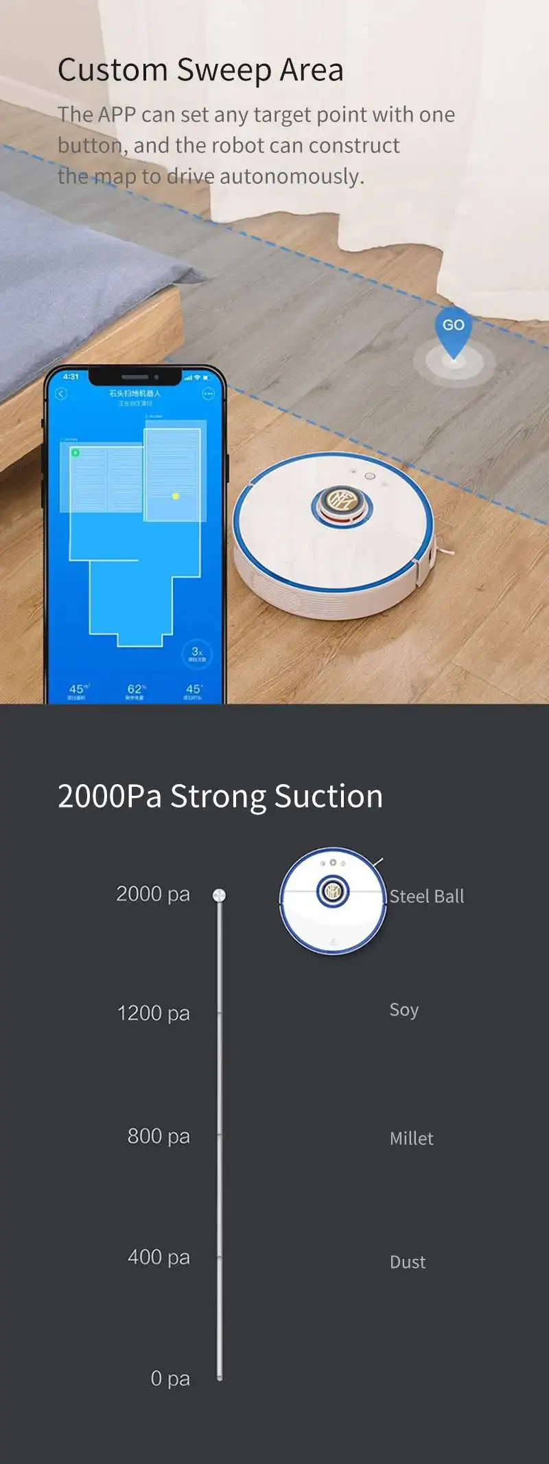 Roborock S52 робот пылесос 2 в 1 подметания и швабры LDS и SLAM Smart планируемый пользовательский выпуск с футбольной звездой голоса
