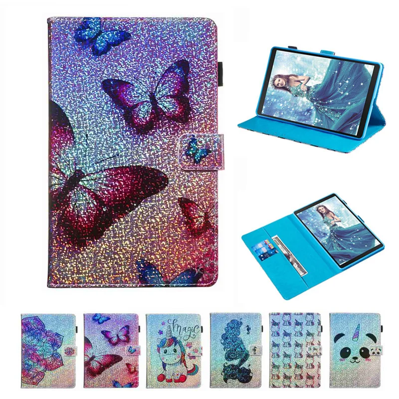 

New Flash chip Painting PU Leather Case Cover for Samsung Galaxy Tab A6 10.1 2016 T585 T580 SM-T580 T580N Funda Case+Film+Pen