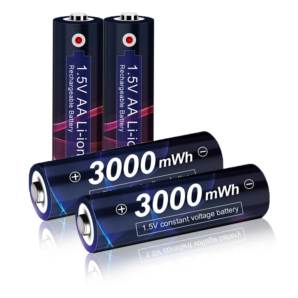 Batería recargable de iones de litio, pila AA de 1,5 V, 3000MWh, 1,5 V, AA, 1,5 v - Imagen 4