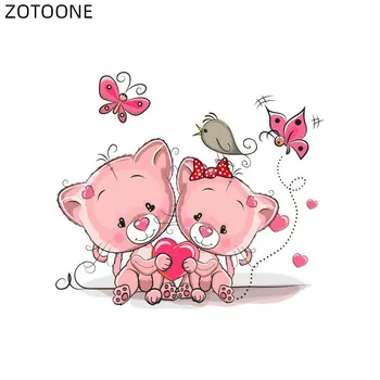 

ZOTOONE Cute Cat Patch for Clothes T-shirt Iron on Heat Transfers Couples Stickers for Kids Boys DIY Vinyl Patches Appliques O
