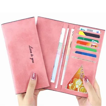 

Women Wallets Fashion Lady Wristlet Handbags Long Money Bag Korean Original Frosted Leather Slim Retro Wallet 1pc