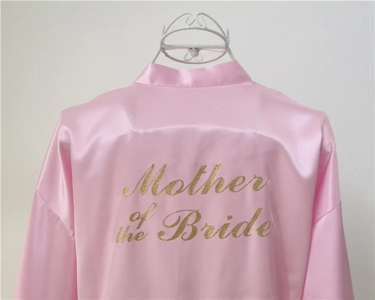 Mother of the Bride Wedding Short Robe Bath Gown Bronzing powder Womens Kimono Yukata Nightgown Sleepshirts pajama Nightdress - Цвет: Розовый