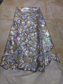 

African Lace Fabric 2019 High Quality Lace Sequins French Net Lace Tulle Mesh Fabrics Latest Lace Fabrics